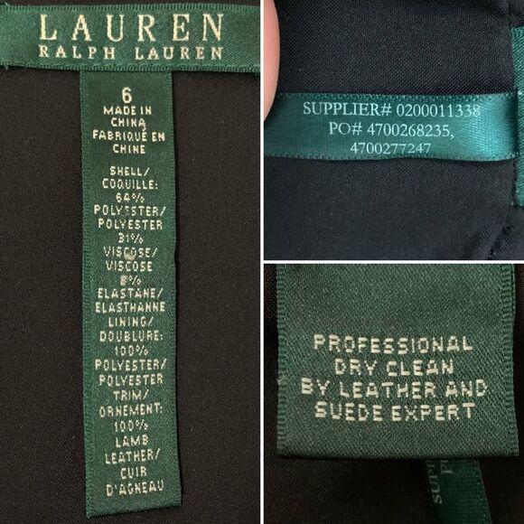 Lauren Ralph Lauren Windowpane Plaid Leather Trim Sheath Dress - Picture 12 of 13